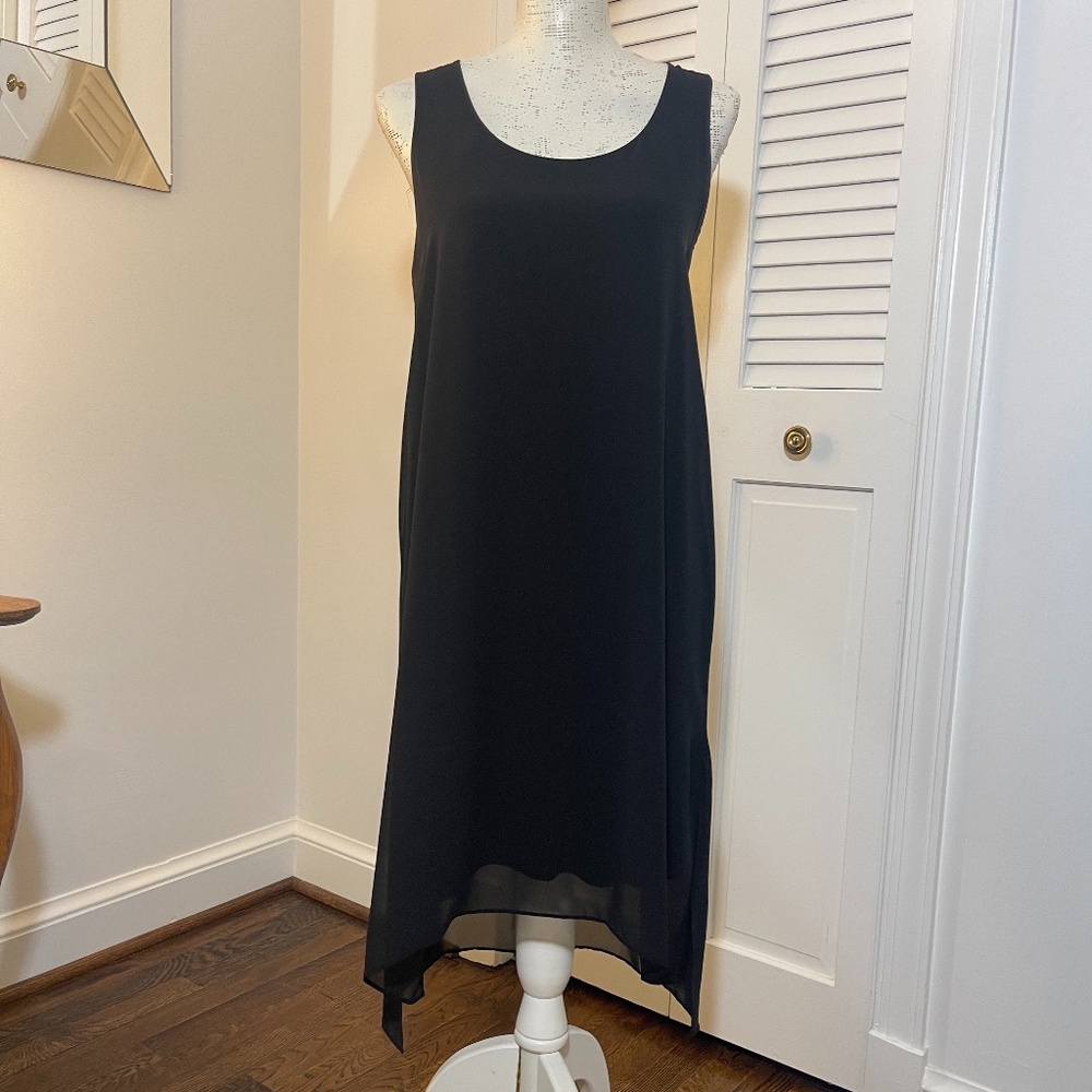 Kenneth Cole Black Jersey w/ Sheer Overlay Dress US6